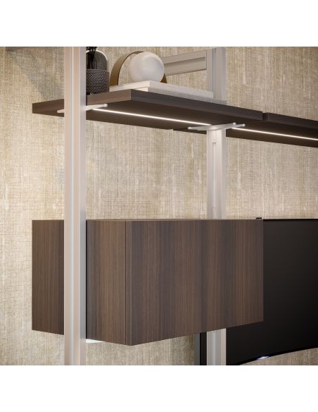 Emuca Lotto di Reggimensole per 5 ripiani in Legno per la struttura Zero, ripiani non inclusi, Zama, Verniciato grigio pietra