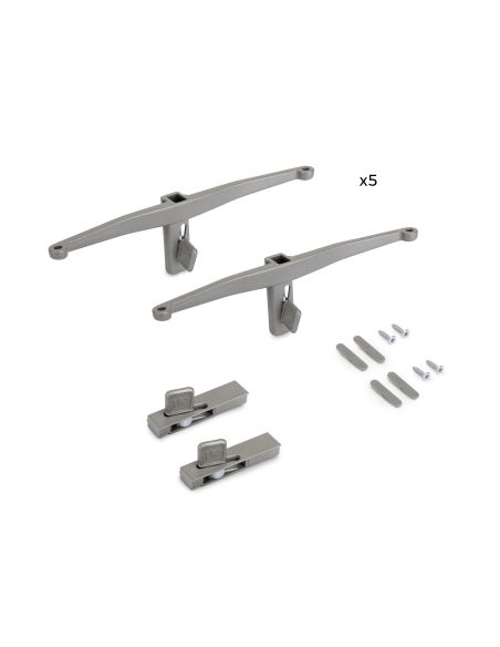 Emuca Lotto di Reggimensole per 5 ripiani in Legno per la struttura Zero, ripiani non inclusi, Zama, Verniciato grigio pietra