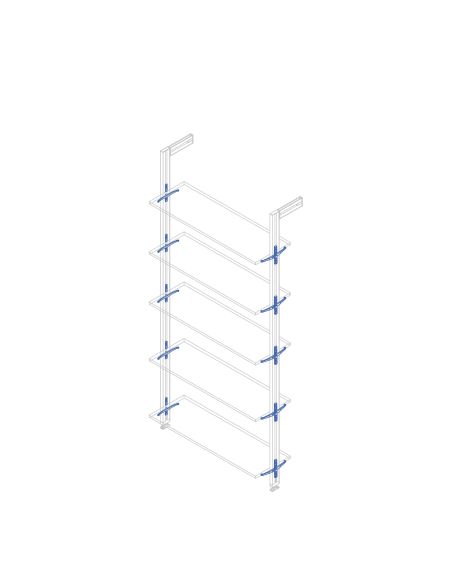 Emuca Lotto di Reggimensole per 5 ripiani in Legno per la struttura Zero, ripiani non inclusi, Zama, Verniciato grigio pietra