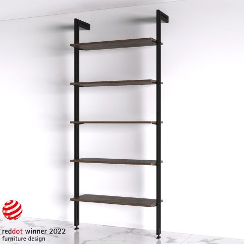 Emuca Lotto di Reggimensole per 5 ripiani in Legno per la struttura Zero, ripiani non inclusi, Zama, Verniciato nero