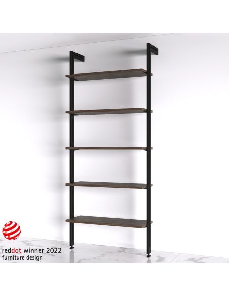 Emuca Lotto di Reggimensole per 5 ripiani in Legno per la struttura Zero, ripiani non inclusi, Zama, Verniciato nero