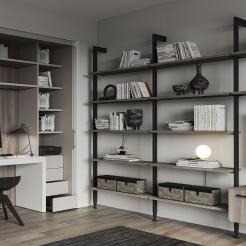 Emuca Lotto di Reggimensole per 5 ripiani in Legno per la struttura Zero, ripiani non inclusi, Zama, Verniciato nero