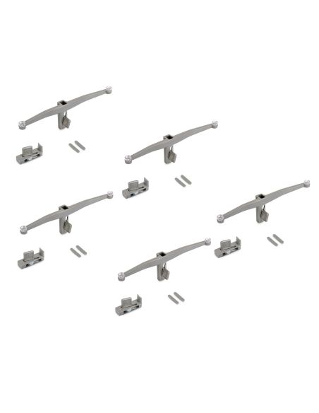 Emuca Lotto di Reggicristalli per 5 ripiani in vetro per la struttura Zero, vetro non incluso, Zama, Verniciato grigio pietra