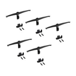 Emuca Lotto di Reggicristalli per 5 ripiani in vetro per la struttura Zero, vetro non incluso, Zama, Verniciato nero