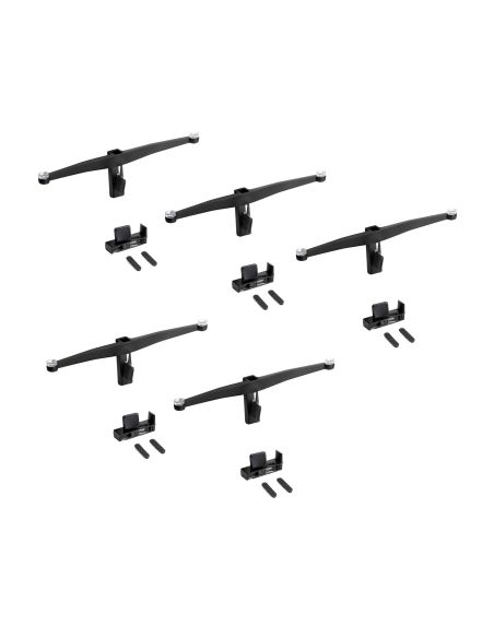 Emuca Lotto di Reggicristalli per 5 ripiani in vetro per la struttura Zero, vetro non incluso, Zama, Verniciato nero