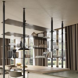 Emuca Lotto di Reggicristalli per 5 ripiani in vetro per la struttura Zero, vetro non incluso, Zama, Verniciato nero 2