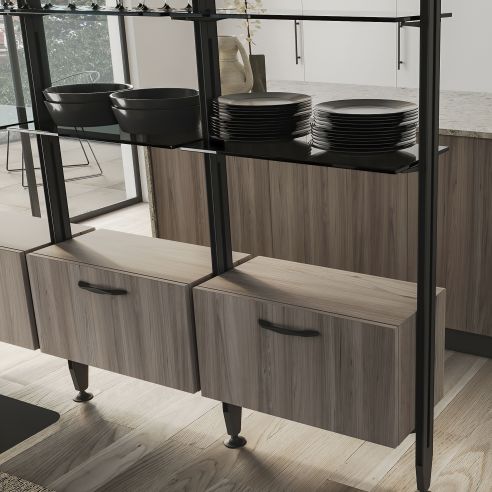 Emuca Lotto di Reggicristalli per 5 ripiani in vetro per la struttura Zero, vetro non incluso, Zama, Verniciato nero