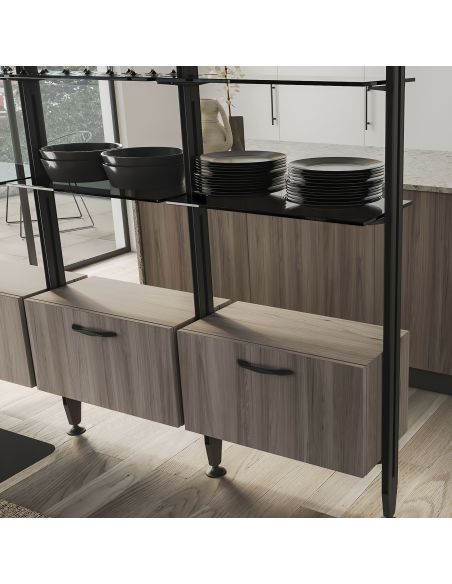 Emuca Lotto di Reggicristalli per 5 ripiani in vetro per la struttura Zero, vetro non incluso, Zama, Verniciato nero