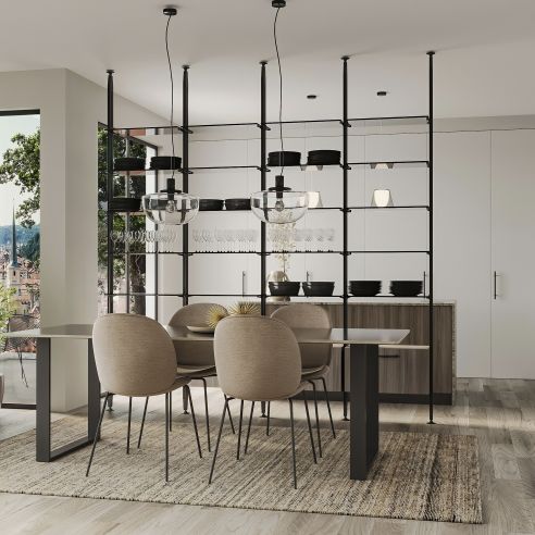 Emuca Lotto di Reggicristalli per 5 ripiani in vetro per la struttura Zero, vetro non incluso, Zama, Verniciato nero