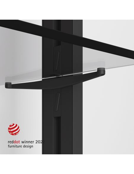 Emuca Lotto di Reggicristalli per 5 ripiani in vetro per la struttura Zero, vetro non incluso, Zama, Verniciato nero