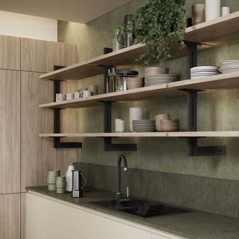 Emuca Kit per la realizzazione di una composizione modulare Zero con ferramenta per il montaggio a parete, Alluminio e Zama