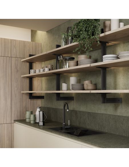 Emuca Kit per la realizzazione di una composizione modulare Zero con ferramenta per il montaggio a parete, Alluminio e Zama