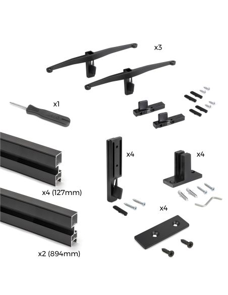 Emuca Kit per la realizzazione di una composizione modulare Zero con ferramenta per il montaggio a parete, Alluminio e Zama