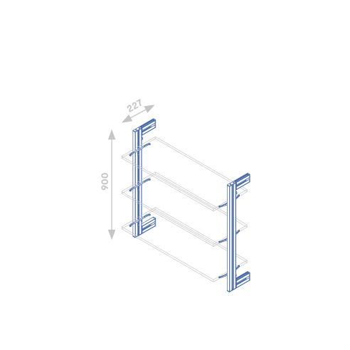 Emuca Kit per la realizzazione di una composizione modulare Zero con ferramenta per il montaggio a parete, Alluminio e Zama