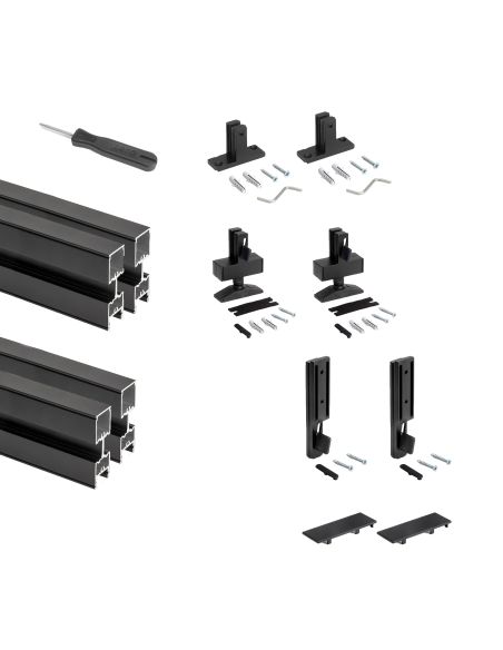 Emuca Lotto per la realizzazione di 2 composizioni Zero con ferramenta e profili per il montaggio a pavimento e a parete
