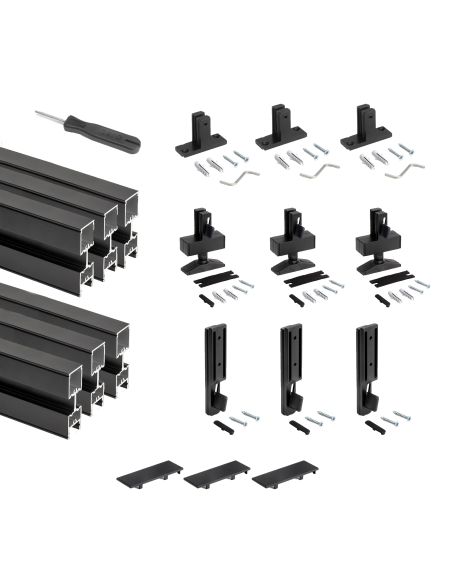 Emuca Lotto per la realizzazione di 3 composizioni Zero con ferramenta e profili per il montaggio a pavimento e a parete