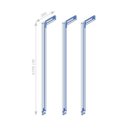 Emuca Lotto per la realizzazione di 3 composizioni Zero con ferramenta e profili per il montaggio a pavimento e a parete