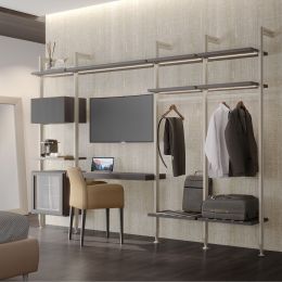 Emuca Kit di Reggimensole per 3 ripiani in Legno e 1 modulo per struttura Zero, Zama, Verniciato grigio pietra 2