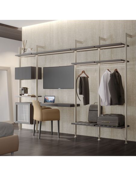 Emuca Kit di Reggimensole per 3 ripiani in Legno e 1 modulo per struttura Zero, Zama, Verniciato grigio pietra