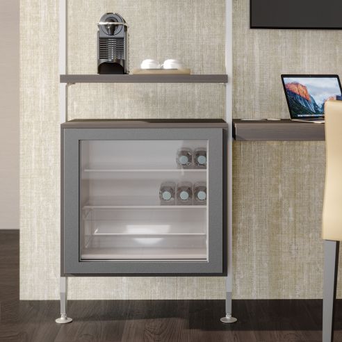 Emuca Kit di Reggimensole per 3 ripiani in Legno e 1 modulo per struttura Zero, Zama, Verniciato grigio pietra