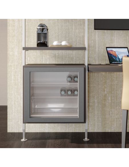 Emuca Kit di Reggimensole per 3 ripiani in Legno e 1 modulo per struttura Zero, Zama, Verniciato grigio pietra