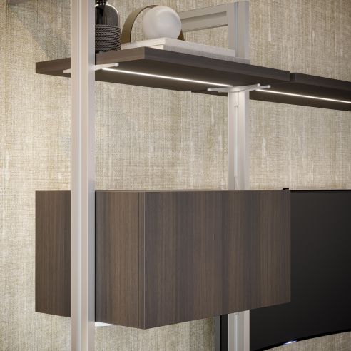 Emuca Kit di Reggimensole per 3 ripiani in Legno e 1 modulo per struttura Zero, Zama, Verniciato grigio pietra