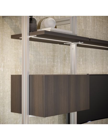 Emuca Kit di Reggimensole per 3 ripiani in Legno e 1 modulo per struttura Zero, Zama, Verniciato grigio pietra