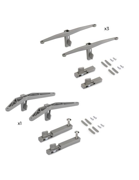 Emuca Kit di Reggimensole per 3 ripiani in Legno e 1 modulo per struttura Zero, Zama, Verniciato grigio pietra