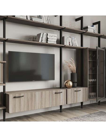 Emuca Kit di staffe per 3 ripiani in legno e 1 modulo per struttura Zero, Zama, Verniciato nero testurizzato