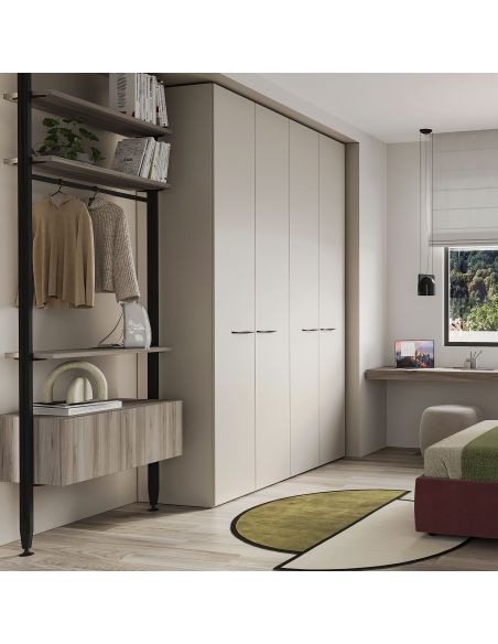 Emuca Kit di staffe per 3 ripiani in legno e 1 modulo per struttura Zero, Zama, Verniciato nero testurizzato