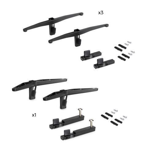 Emuca Kit di staffe per 3 ripiani in legno e 1 modulo per struttura Zero, Zama, Verniciato nero testurizzato