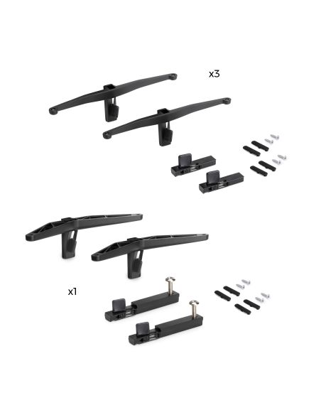 Emuca Kit di staffe per 3 ripiani in legno e 1 modulo per struttura Zero, Zama, Verniciato nero testurizzato