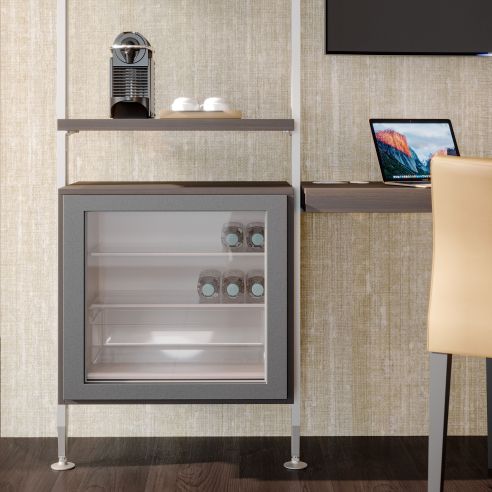 Emuca Kit di staffe per 4 ripiani in legno e 1 asta appendiabiti lunga 1 m Zero, Alluminio e Zama e Tecnoplastica