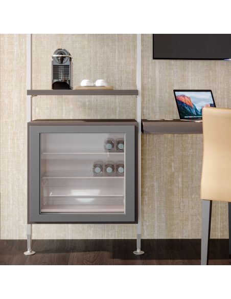 Emuca Kit di staffe per 4 ripiani in legno e 1 asta appendiabiti lunga 1 m Zero, Alluminio e Zama e Tecnoplastica