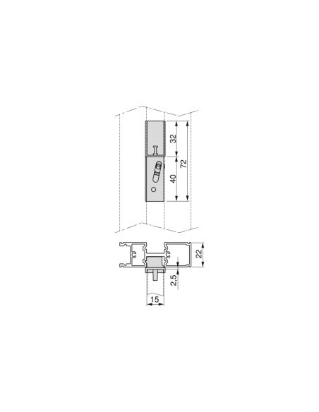 Emuca Kit di staffe per 1 ripiano in legno, 1 modulo e 1 asta di sospensione lunghezza 1m Zero, Zama, colore Grigio