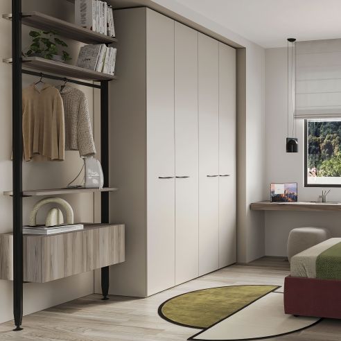 Emuca Kit di staffe per 1 ripiano in legno, 1 modulo e 1 asta di sospensione, lunghezza 1 m Zero, Zama, Verniciato nero