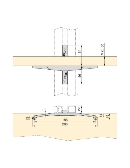 Emuca Kit di staffe per 1 ripiano in legno, 1 modulo e 1 asta di sospensione, lunghezza 1 m Zero, Zama, Verniciato nero