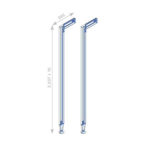 Emuca Lotto di 2 strutture Zero con ferramenta e profili per il montaggio a pavimento e a parete con piedino circolare