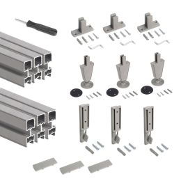Emuca Lotto di 3 strutture Zero con ferramenta e profili per il montaggio a pavimento e a parete con piedino circolare