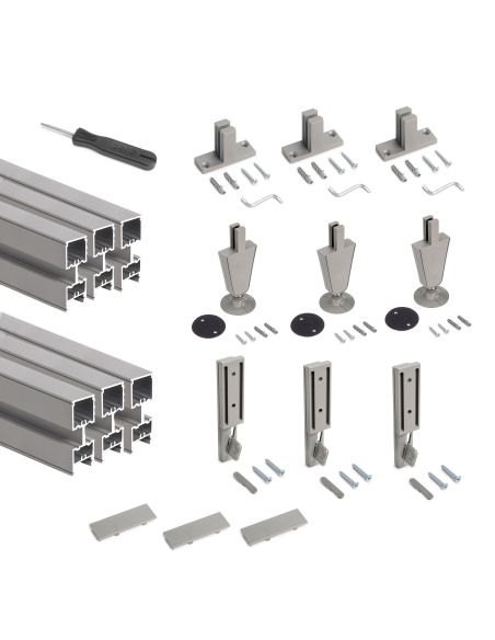 Emuca Lotto di 3 strutture Zero con ferramenta e profili per il montaggio a pavimento e a parete con piedino circolare