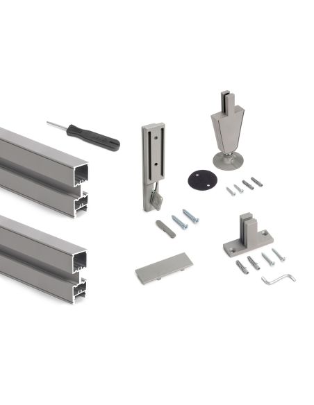 Emuca Lotto di 3 strutture Zero con ferramenta e profili per il montaggio a pavimento e a parete con piedino circolare