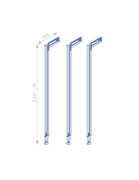 Emuca Lotto di 3 strutture Zero con ferramenta e profili per il montaggio a pavimento e a parete con piedino circolare