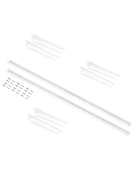 Emuca Kit di 3 mensole con staffe e supporti a parete Jagmet, lunghezza 230 mm, Acciaio, Verniciato bianco