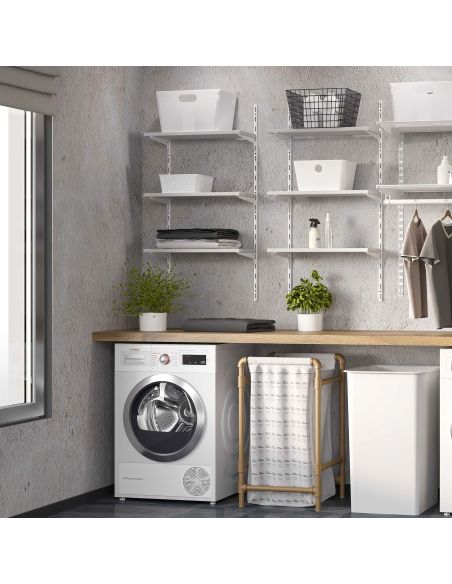 Emuca Kit di 3 mensole con staffe e supporti a parete Jagmet, lunghezza 230 mm, Acciaio, Verniciato bianco