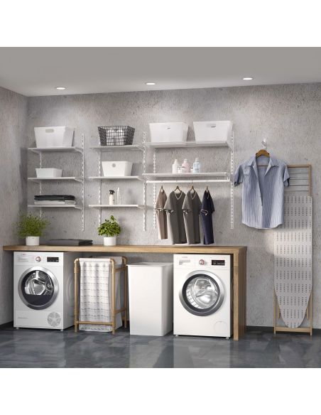 Emuca Kit di 3 mensole con staffe e supporti a parete Jagmet, lunghezza 230 mm, Acciaio, Verniciato bianco