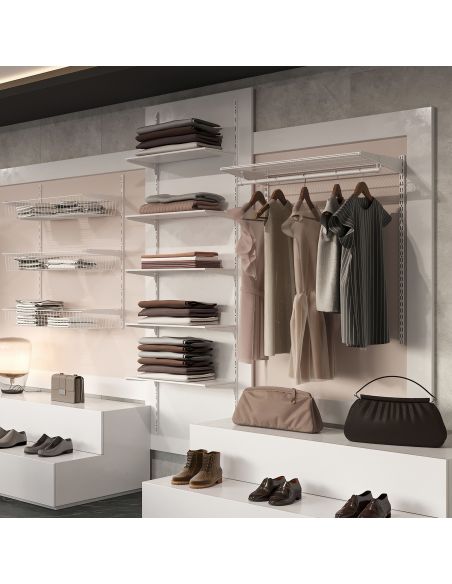 Emuca Kit di 3 mensole con staffe e supporti a parete Jagmet, lunghezza 230 mm, Acciaio, Verniciato bianco