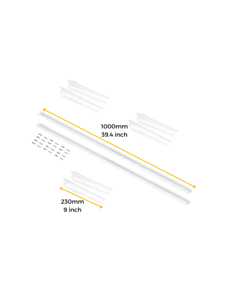 Emuca Kit di 3 mensole con staffe e supporti a parete Jagmet, lunghezza 230 mm, Acciaio, Verniciato bianco