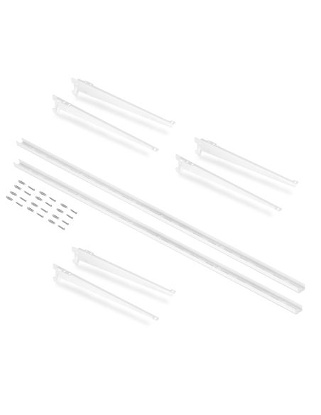 Emuca Kit di 3 mensole con staffe e supporti a parete Jagmet, lunghezza 280 mm, Acciaio, Verniciato bianco