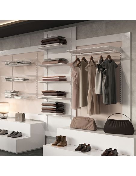 Emuca Kit di 3 mensole con staffe e supporti a parete Jagmet, lunghezza 280 mm, Acciaio, Verniciato bianco