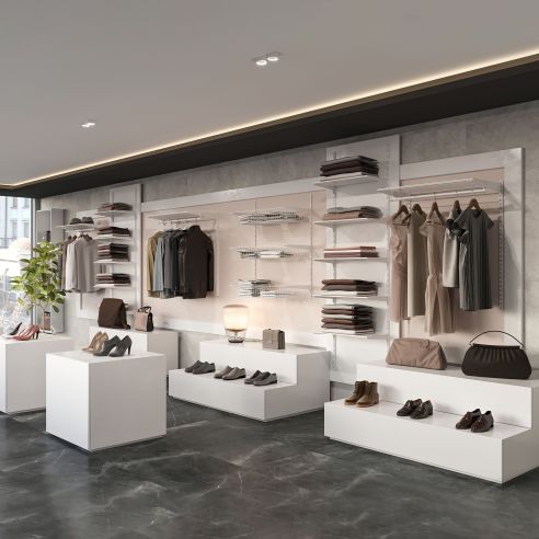 Emuca Kit di 3 mensole con staffe e supporti a parete Jagmet, lunghezza 280 mm, Acciaio, Verniciato bianco